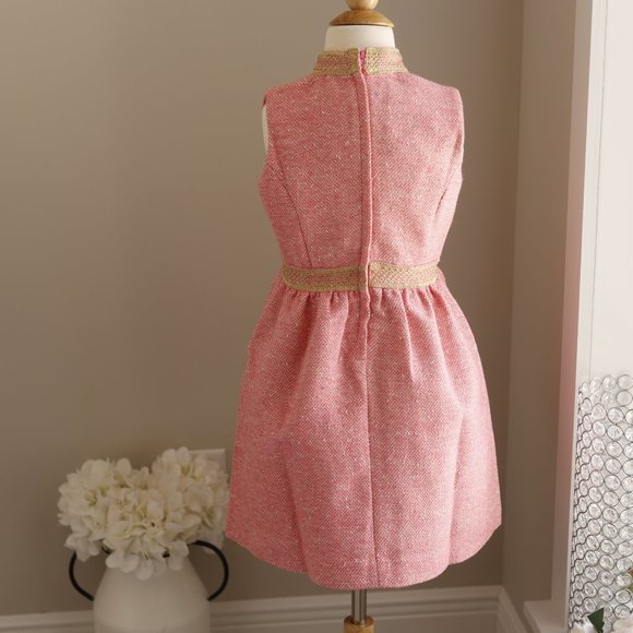 Coral Pink Cocktail Tweed Dress